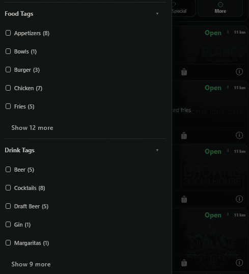 Preview of the new food and drink filters