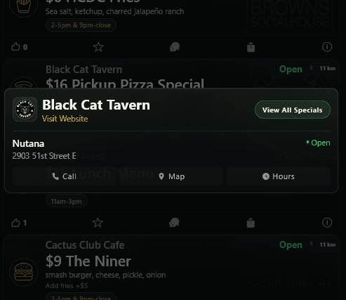 Preview of a new Saskatoon Specials restaurant page